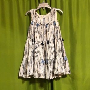 Max Studio Girls blue & white tassel swing dress